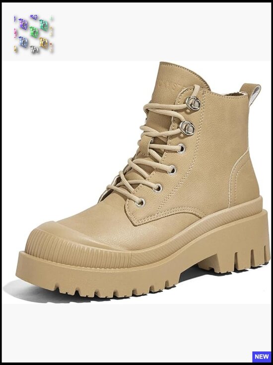 CELNEPHO Platform Boots for Women Round Toe Chunky Wedge  Platform Ankle Boots Zipper Combat Chunky Wedge Booties Lug Sole Fashion Shoes